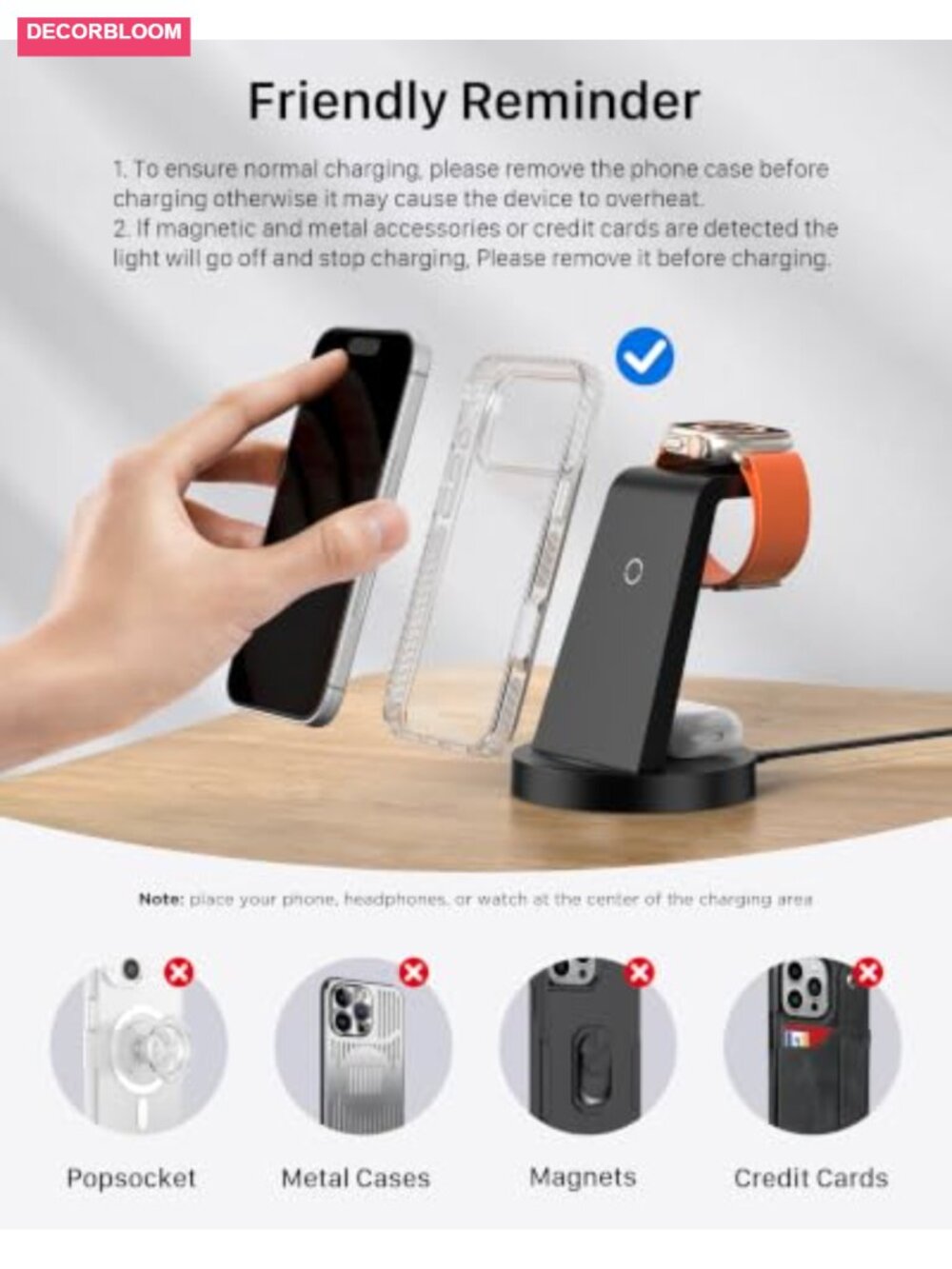 3 in 1 Wireless Charging Station for iPhone Apple Watch AirPods, Fast Charging - Picture 5 of 5